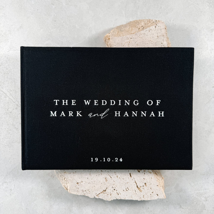 Wedding Reception Guest Book Black Linen