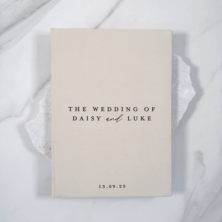 Guest Book With Almond Linen for Wedding Day