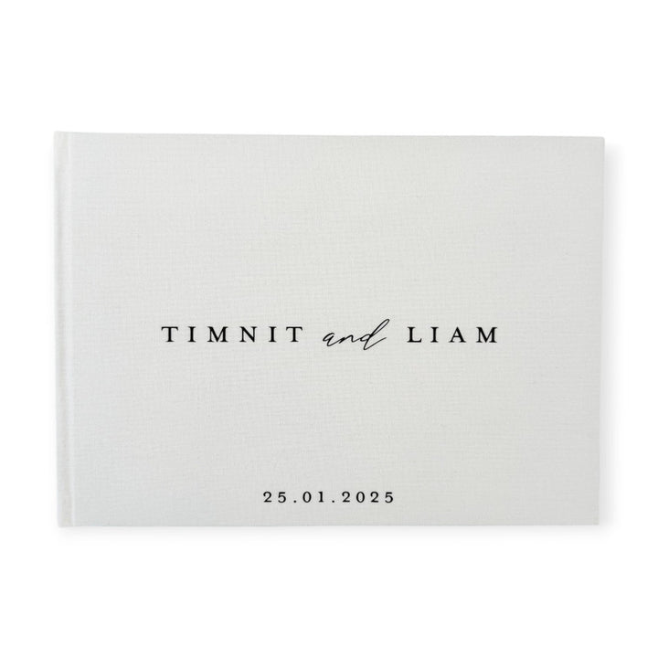 Handmade Ivory Wedding Guest Book Linen Cover