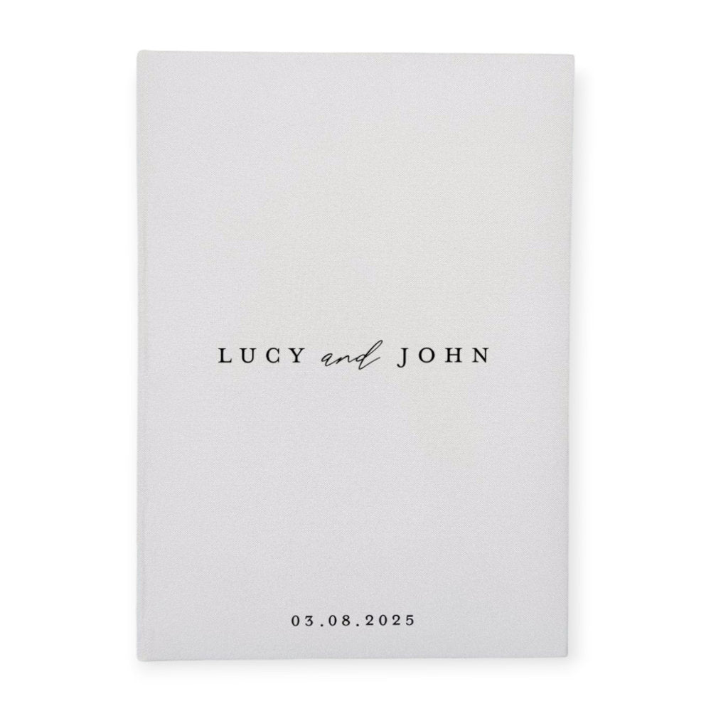 Wedding Guest Book Bound in White Linen