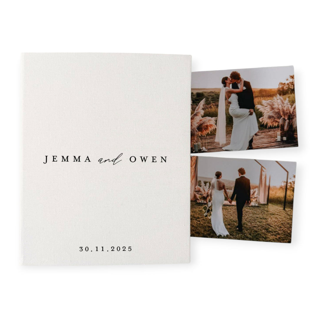 Timeless Wedding Photo Album Linen Design Ivory