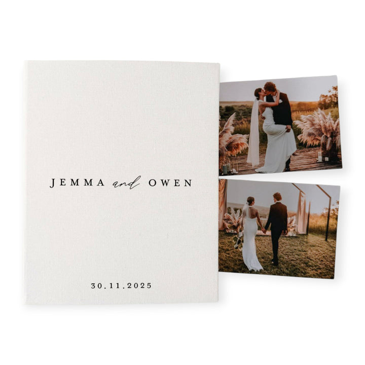 Timeless Wedding Photo Album Linen Design Ivory