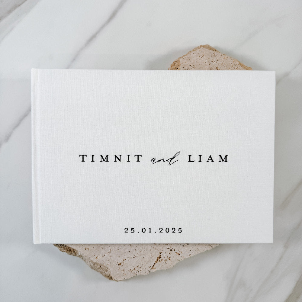 Handmade Ivory Wedding Guest Book Linen Cover