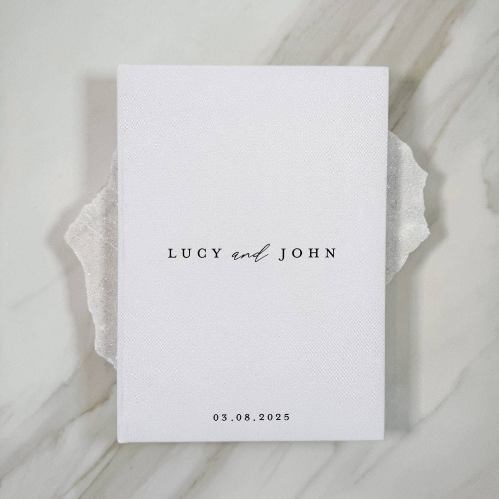 Wedding Guest Book Bound in White Linen