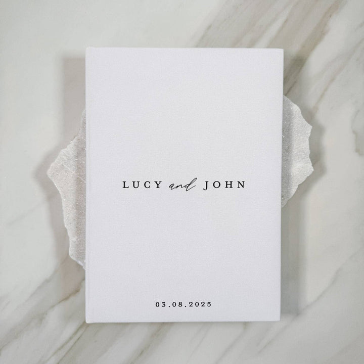 Wedding Guest Book Bound in White Linen