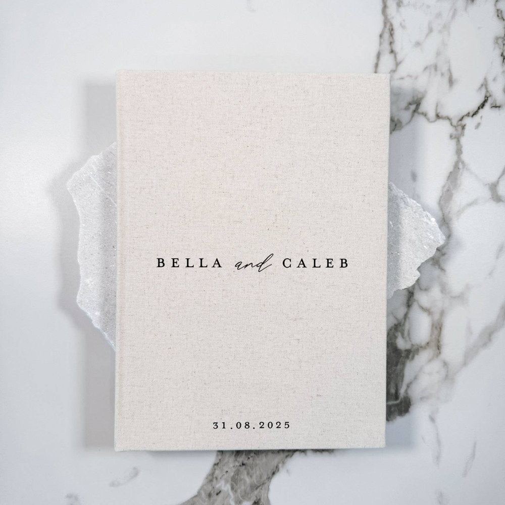 Wedding Guest Book Bound in Sand Linen