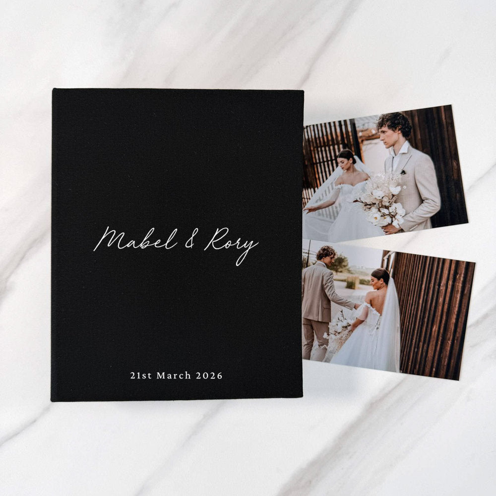 Wedding Photo Album Personalised Linen Finish Almond