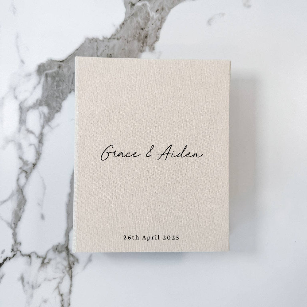 Wedding Photo Album Personalised Linen Finish Almond