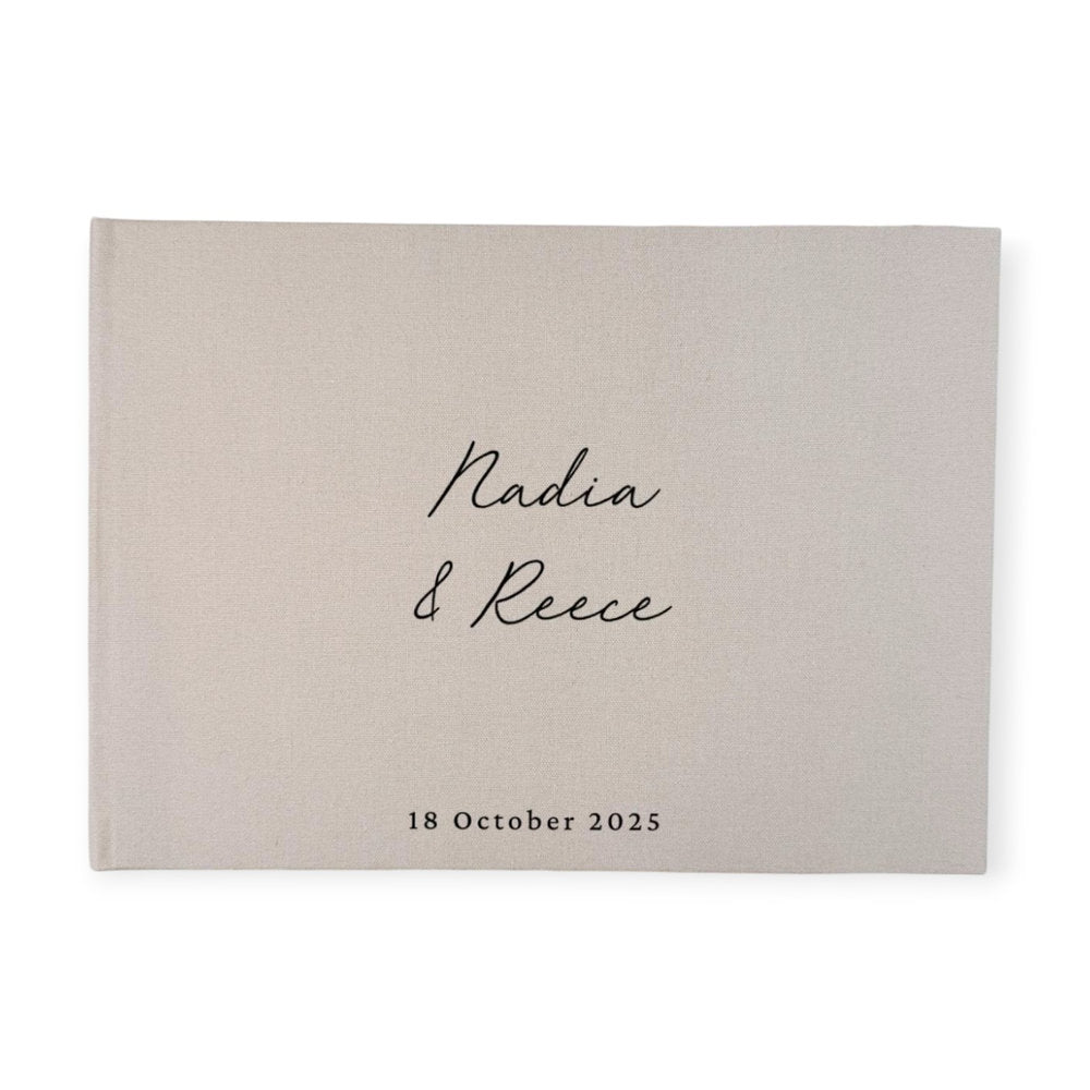 Guest Book for Guests to Sign Light Grey Linen