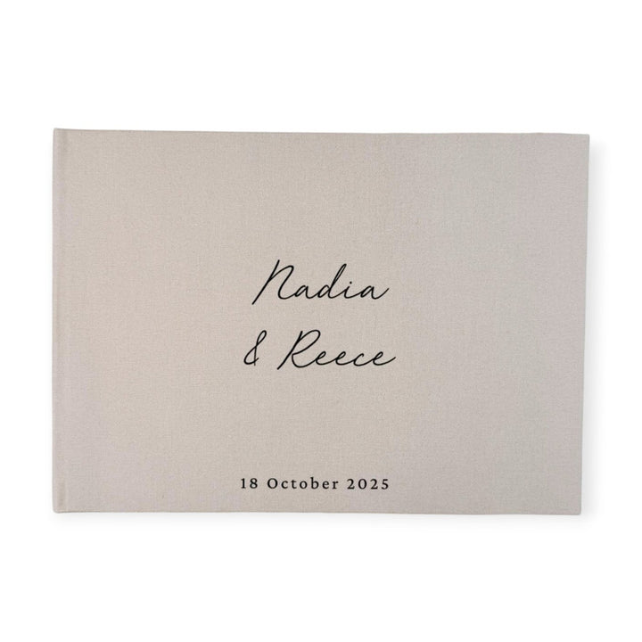 Guest Book for Guests to Sign Light Grey Linen