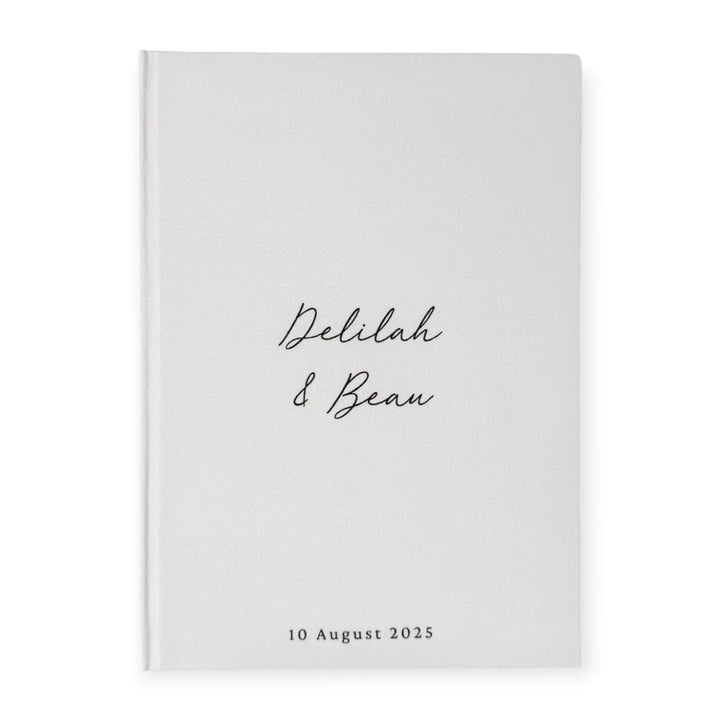 Modern Linen Wedding Guest Book Ivory