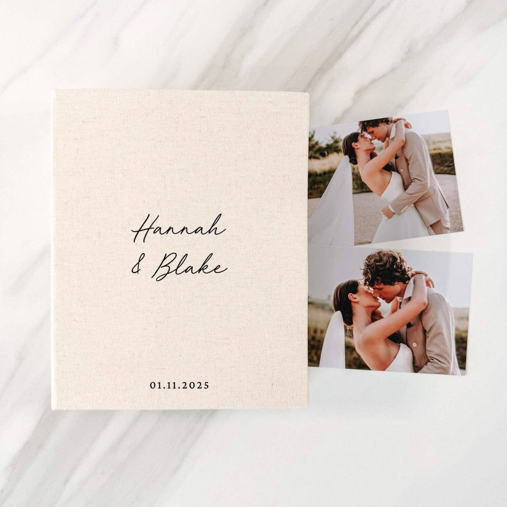 Wedding Photo Album Keepsake Linen Cover Black