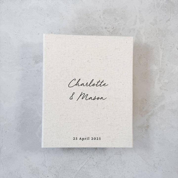 Wedding Photo Album Keepsake Linen Cover Sand