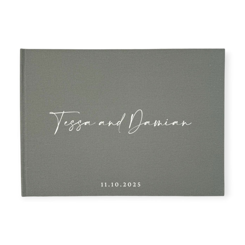 Wedding Guest Book Hard Cover Sage Linen