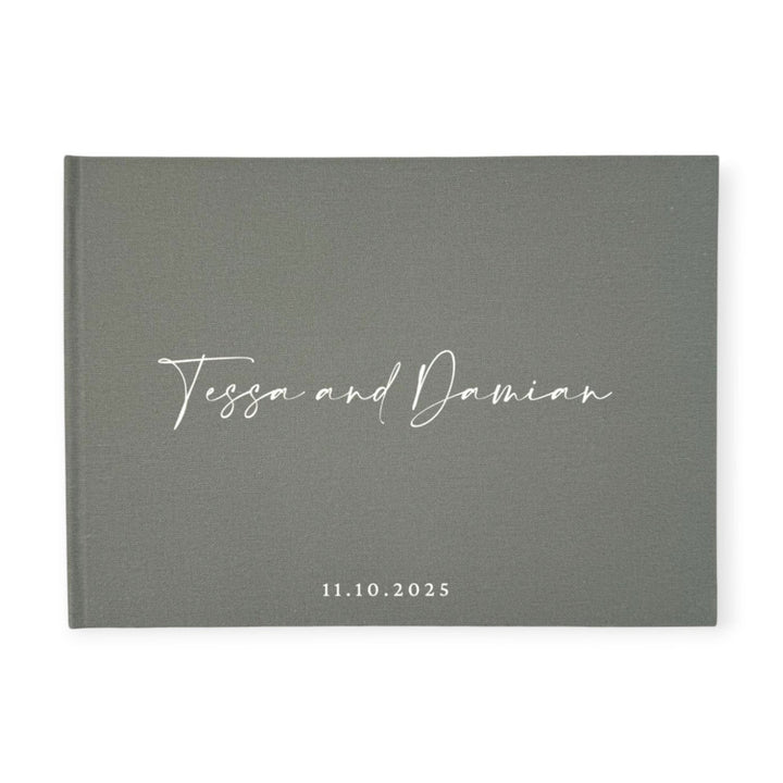 Wedding Guest Book Hard Cover Sage Linen