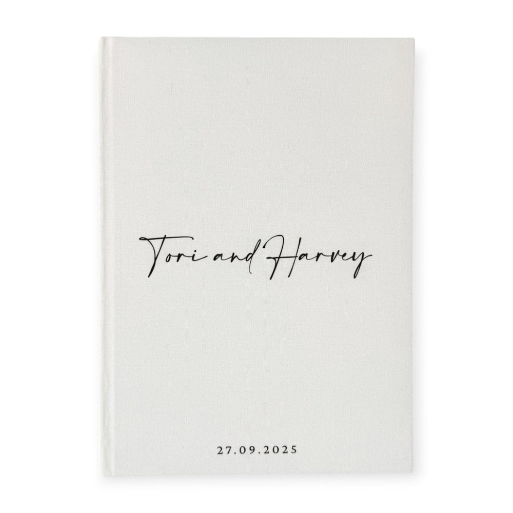 Guest Book for Wedding Guests Ivory Linen