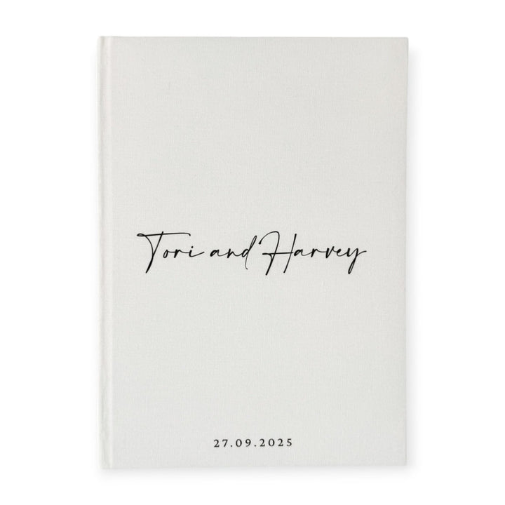 Guest Book for Wedding Guests Ivory Linen