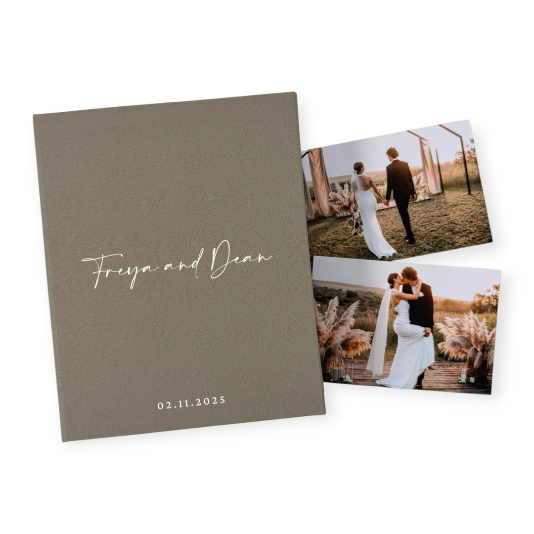 Timeless Wedding Photo Album Elegant Linen Cover Sage