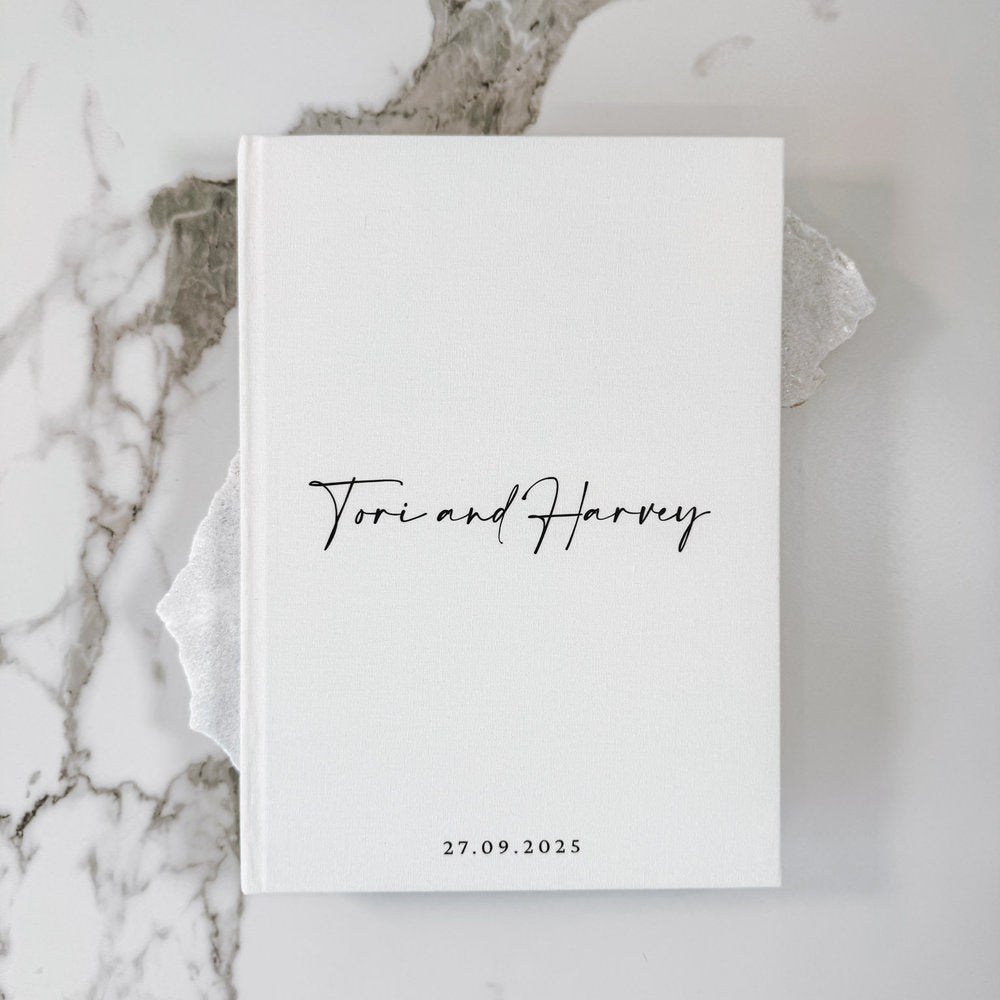 Guest Book for Wedding Guests Ivory Linen