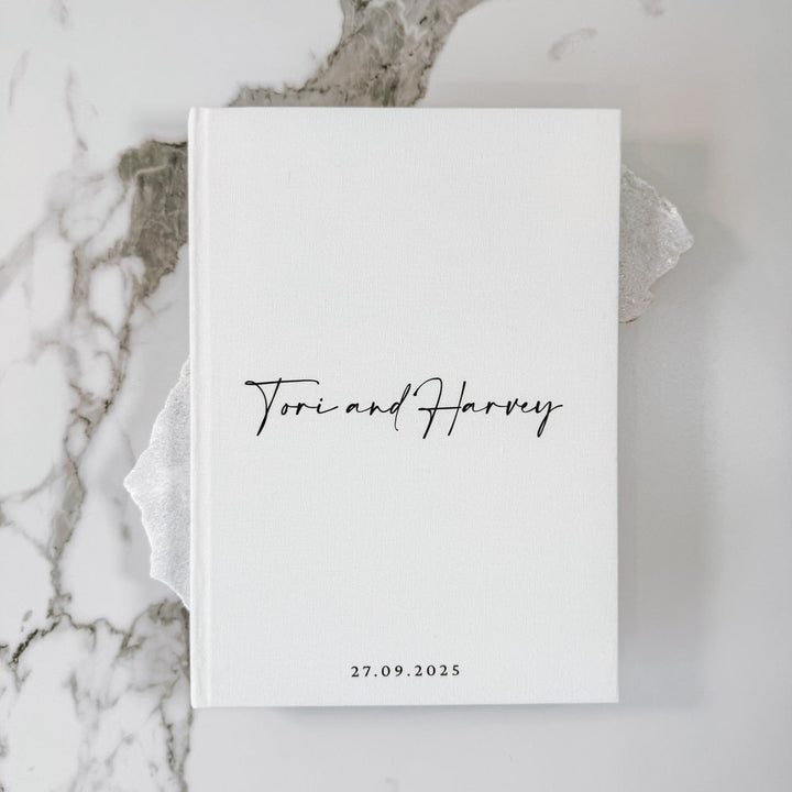 Guest Book for Wedding Guests Ivory Linen