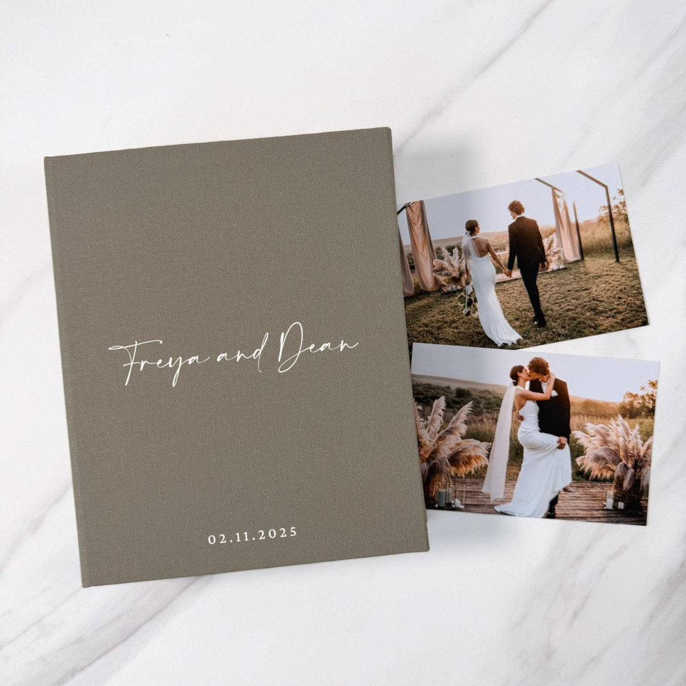 Timeless Wedding Photo Album Elegant Linen Cover Sage