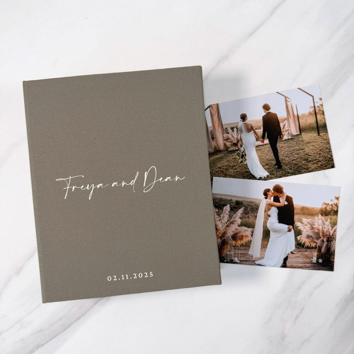 Timeless Wedding Photo Album Elegant Linen Cover Sage