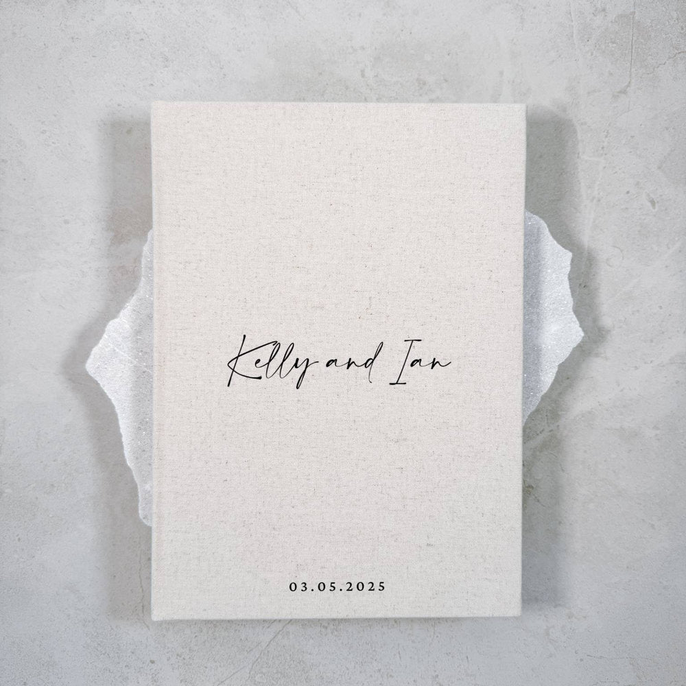 Guest Book for Wedding Guests Sand Linen