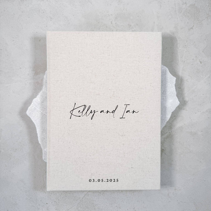 Guest Book for Wedding Guests Sand Linen