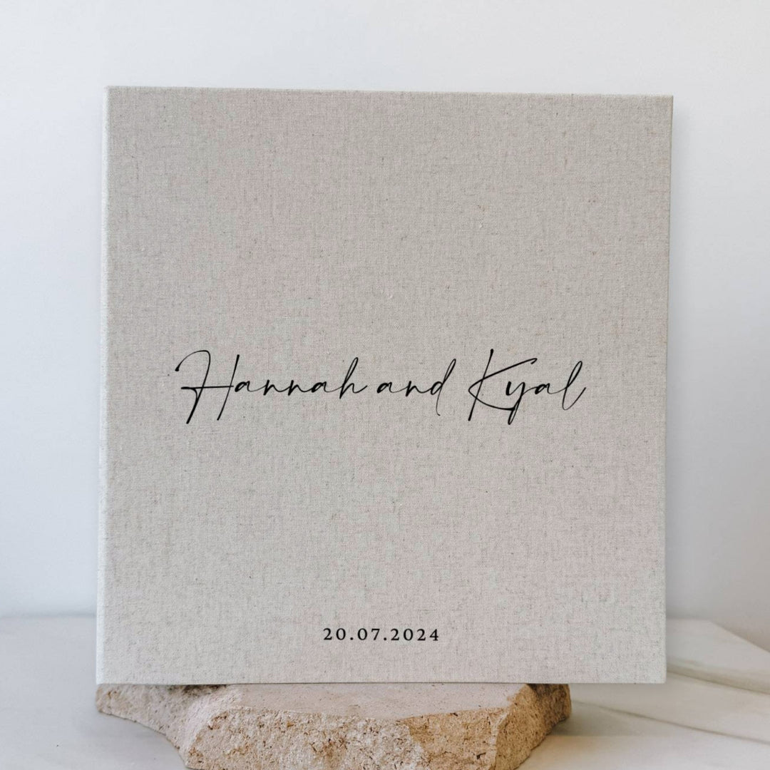 Elegant Wedding Photo Album Self-Adhesive Pages Black Linen