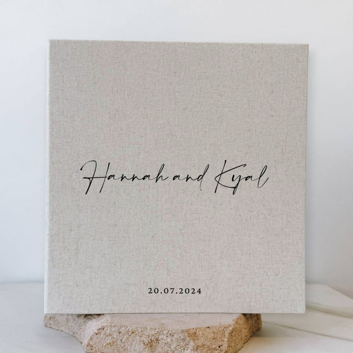 Elegant Wedding Photo Album Self-Adhesive Pages Black Linen