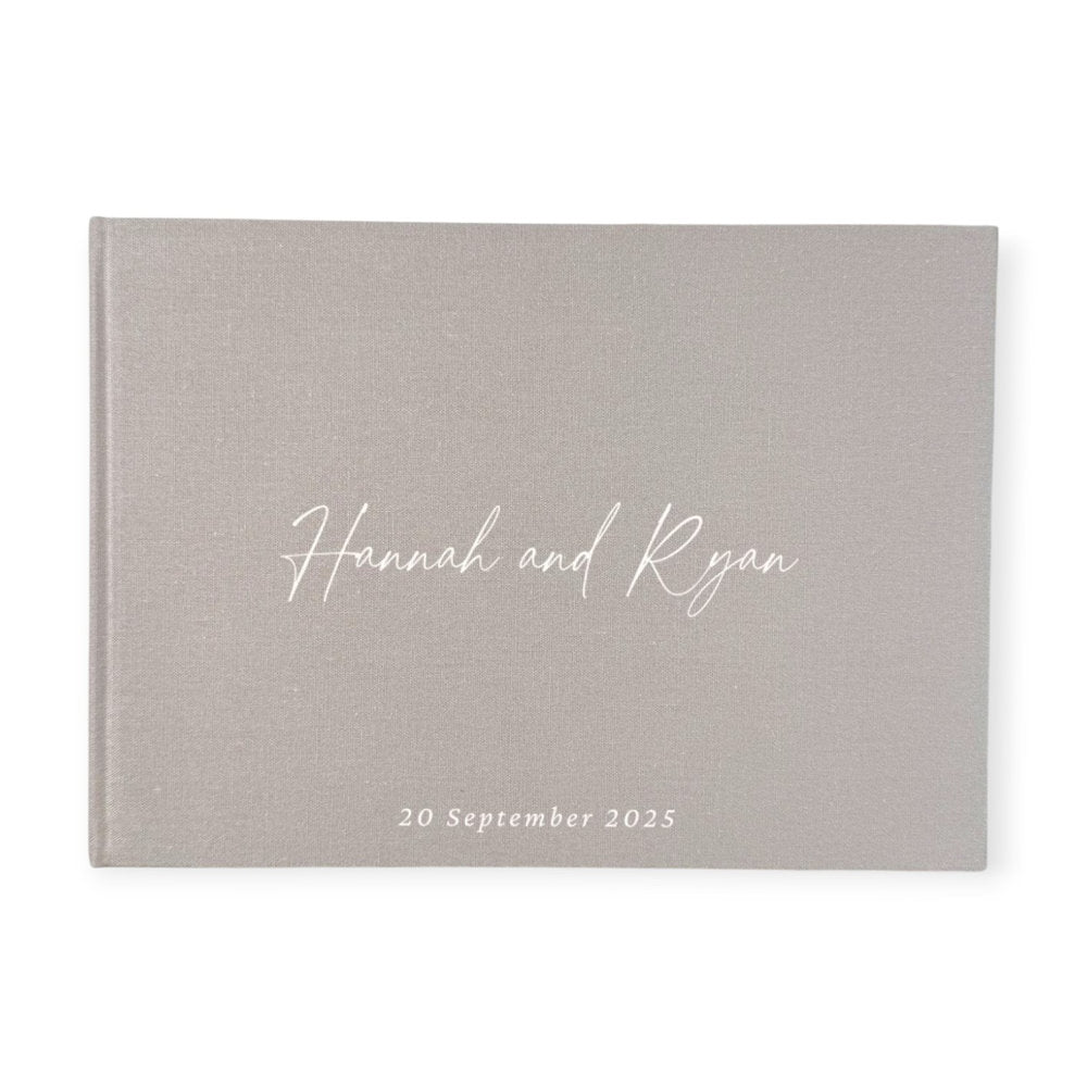 Linen Wedding Guest Book in Grey