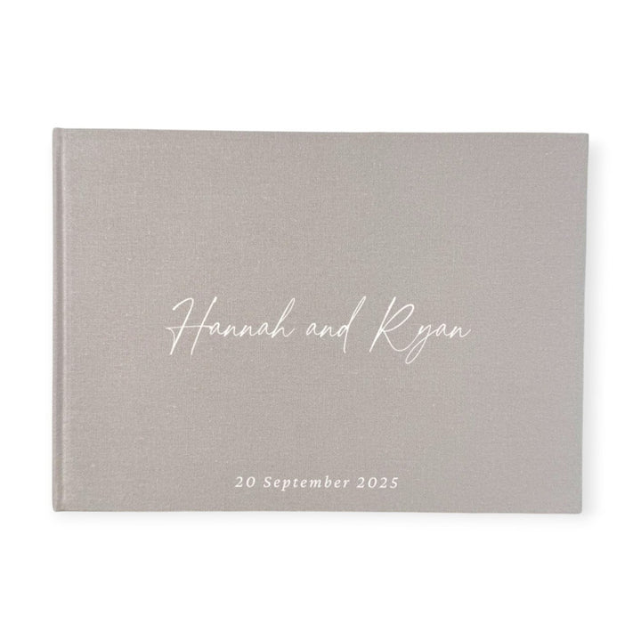 Linen Wedding Guest Book in Grey