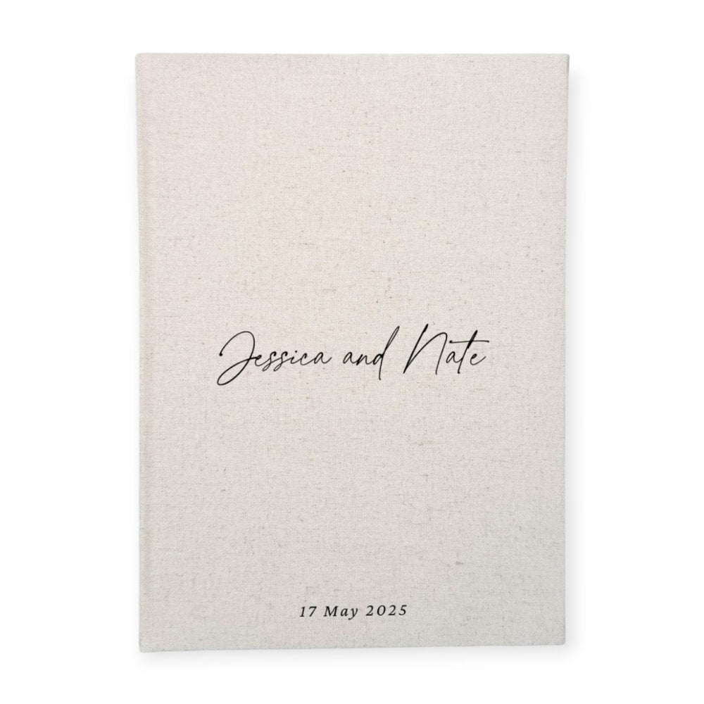 Handmade Linen Guest Book Sand Colour Wedding