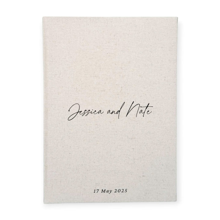 Handmade Linen Guest Book Sand Colour Wedding