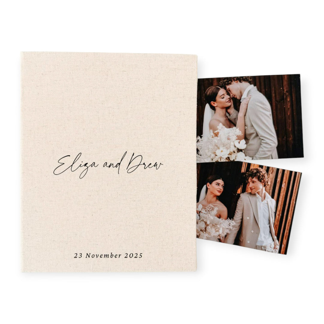 Personalised Wedding Photo Album Classic Linen Binding Ivory