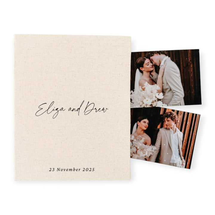 Personalised Wedding Photo Album Classic Linen Binding Ivory