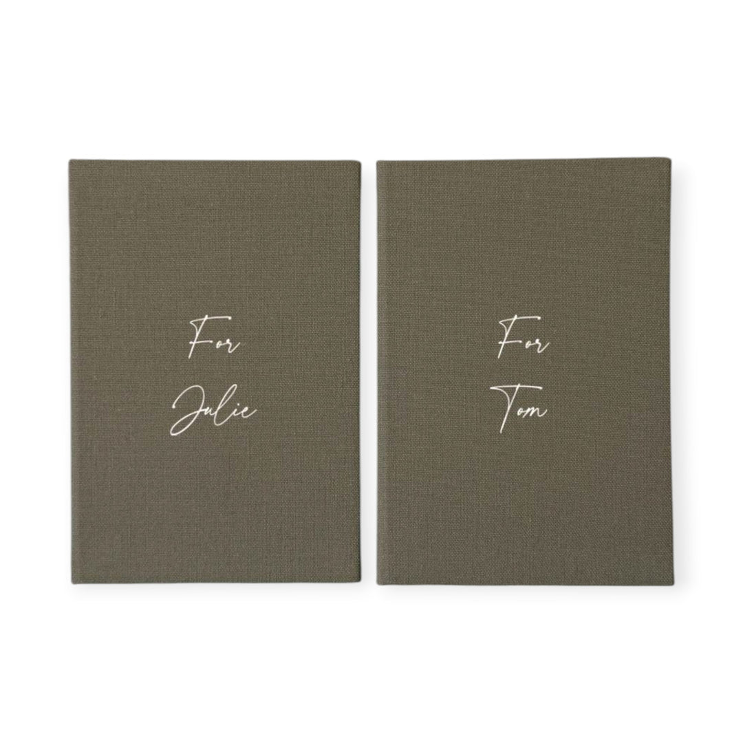 Moss green wedding vow books