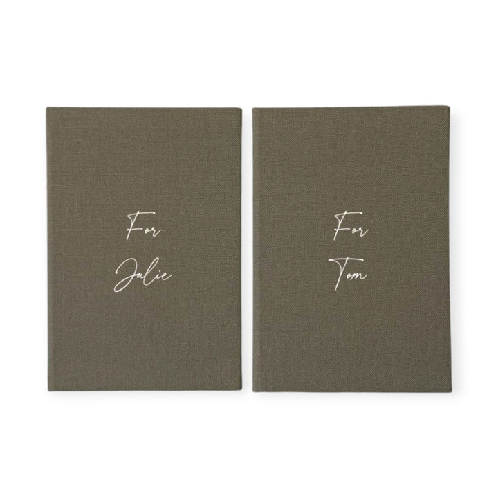 Moss green wedding vow books