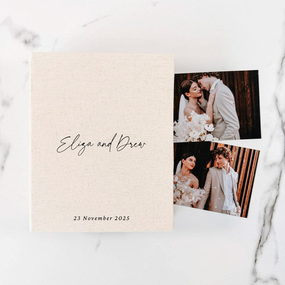 Personalised Wedding Photo Album Classic Linen Binding Ivory