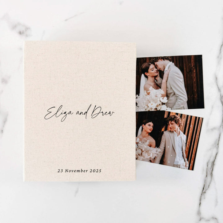 Personalised Wedding Photo Album Classic Linen Binding Ivory