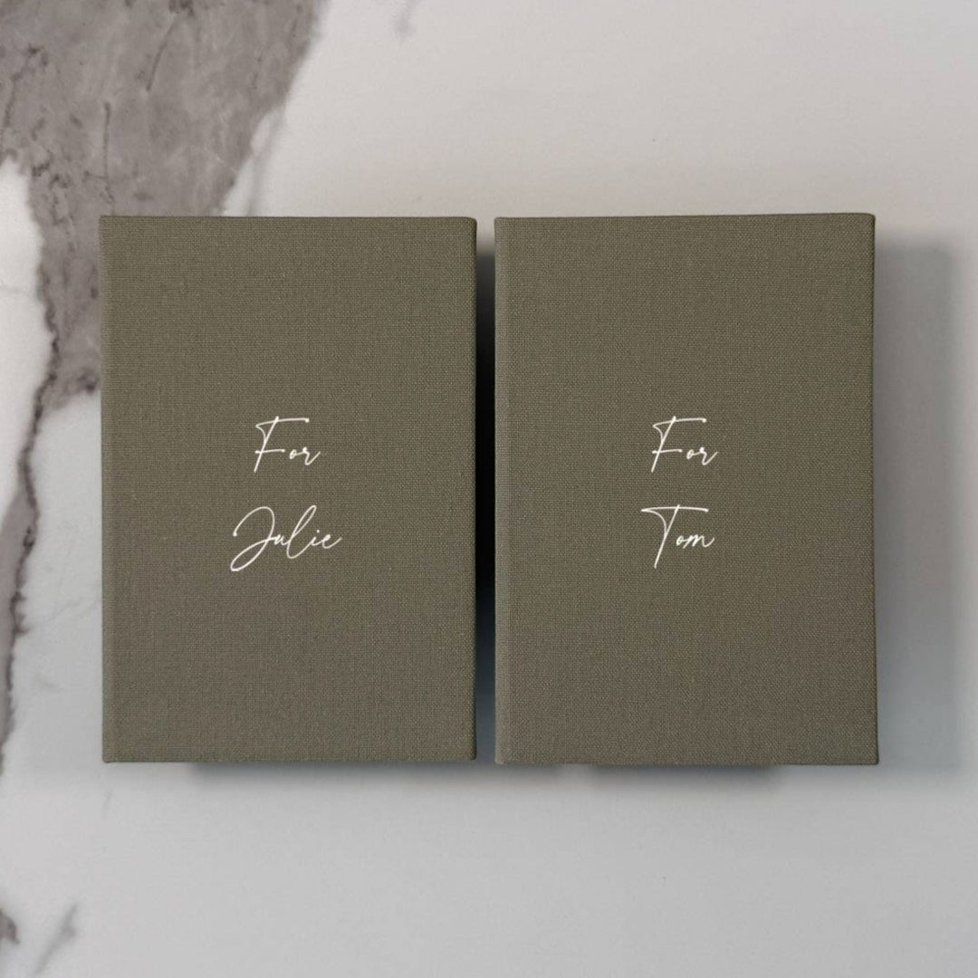 Moss green wedding vow books
