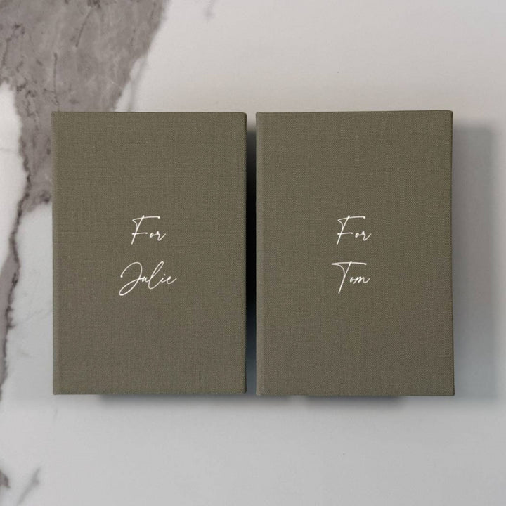 Moss green wedding vow books