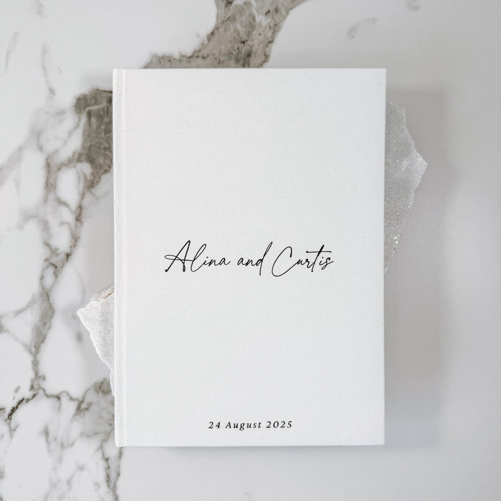 Handmade Linen Guest Book Ivory Colour Wedding