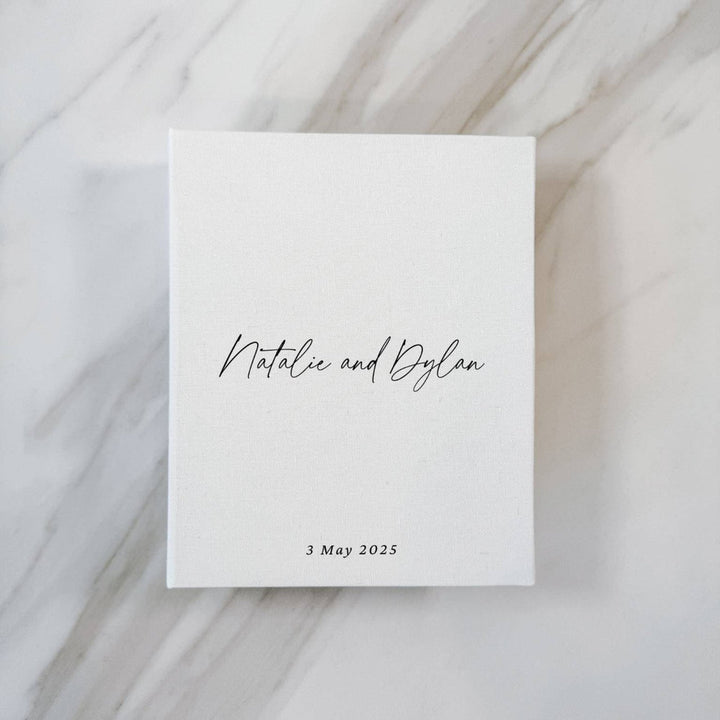 Personalised Wedding Photo Album Classic Linen Binding Ivory
