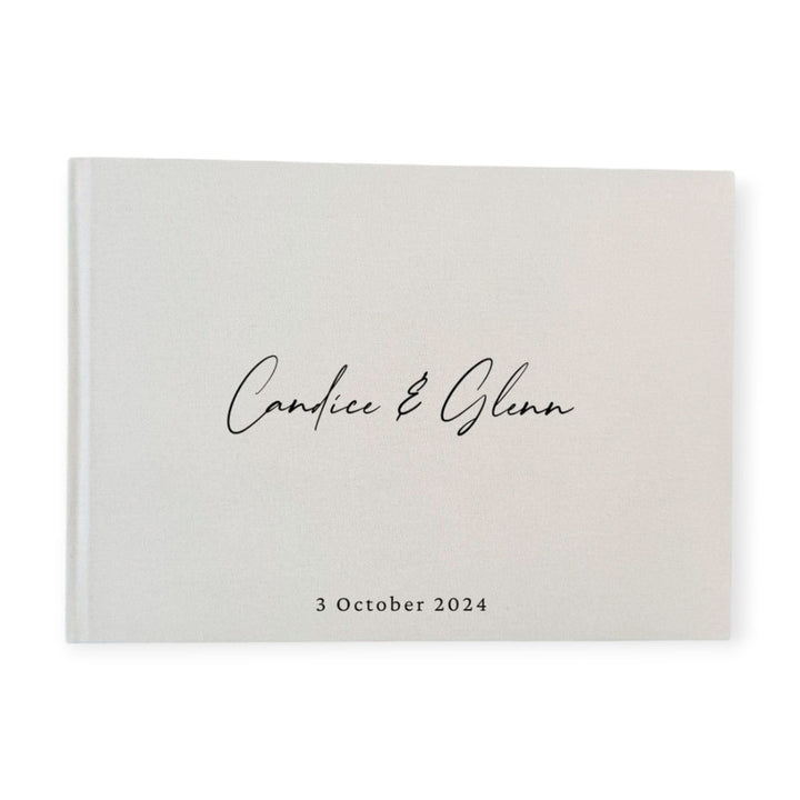 Simple Wedding Guest Book Beige Linen Cover