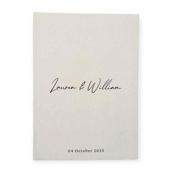 Timeless Beige Linen Guest Book for Weddings