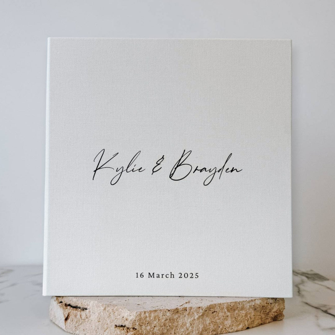 Classic Wedding Photo Album Self-Adhesive Linen Design Ivory