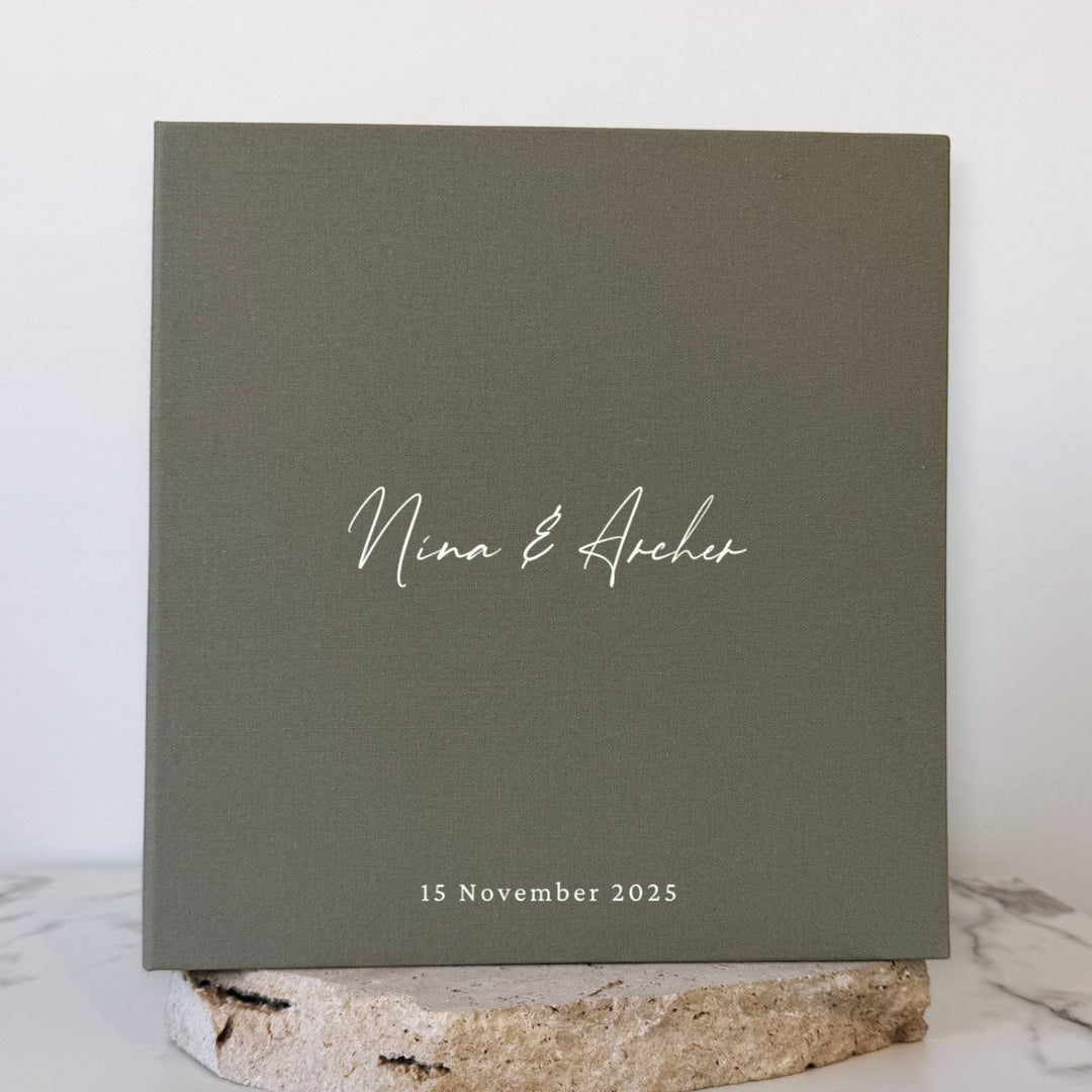 Classic Wedding Photo Album Self-Adhesive Linen Design Sand