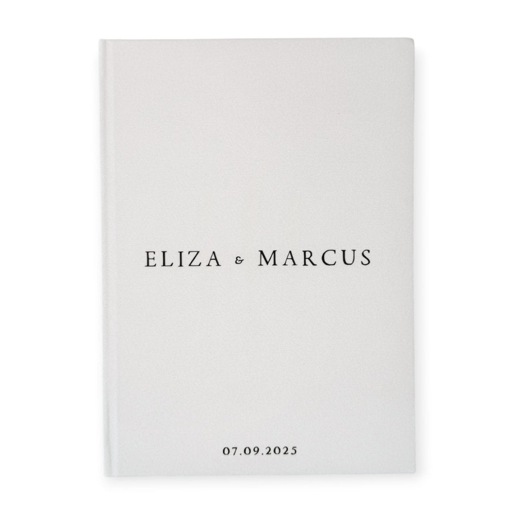 Simple Wedding Guest Book White Linen Cover