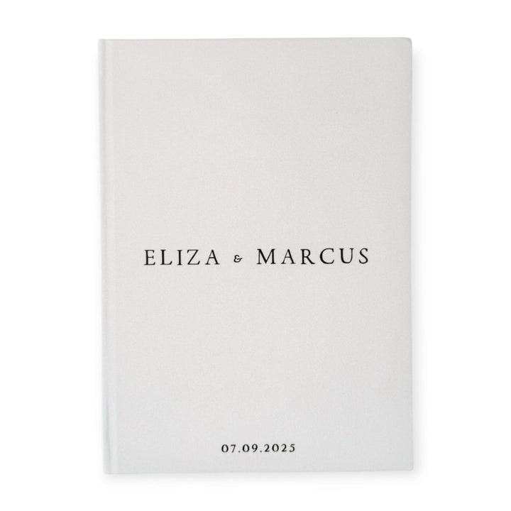 Simple Wedding Guest Book White Linen Cover